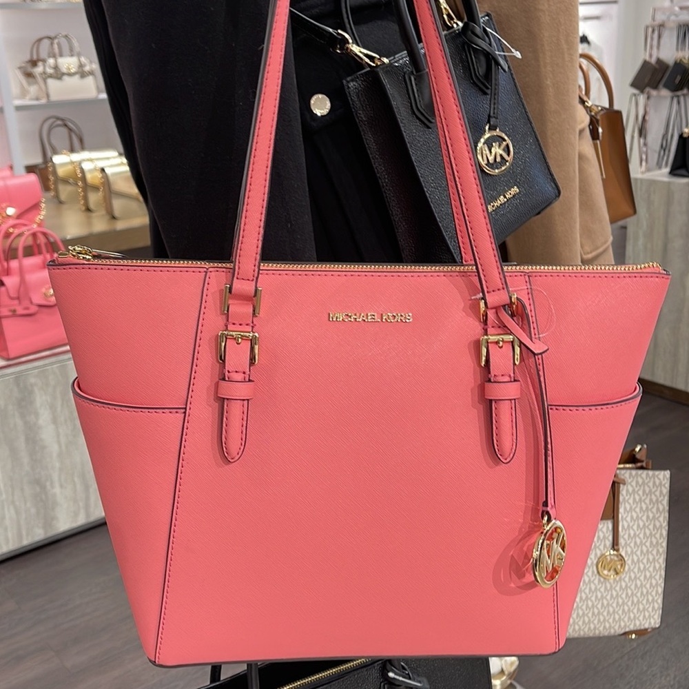 MICHAEL KORS Charlotte Large Leather Top-Zip Tote
Tea Rose